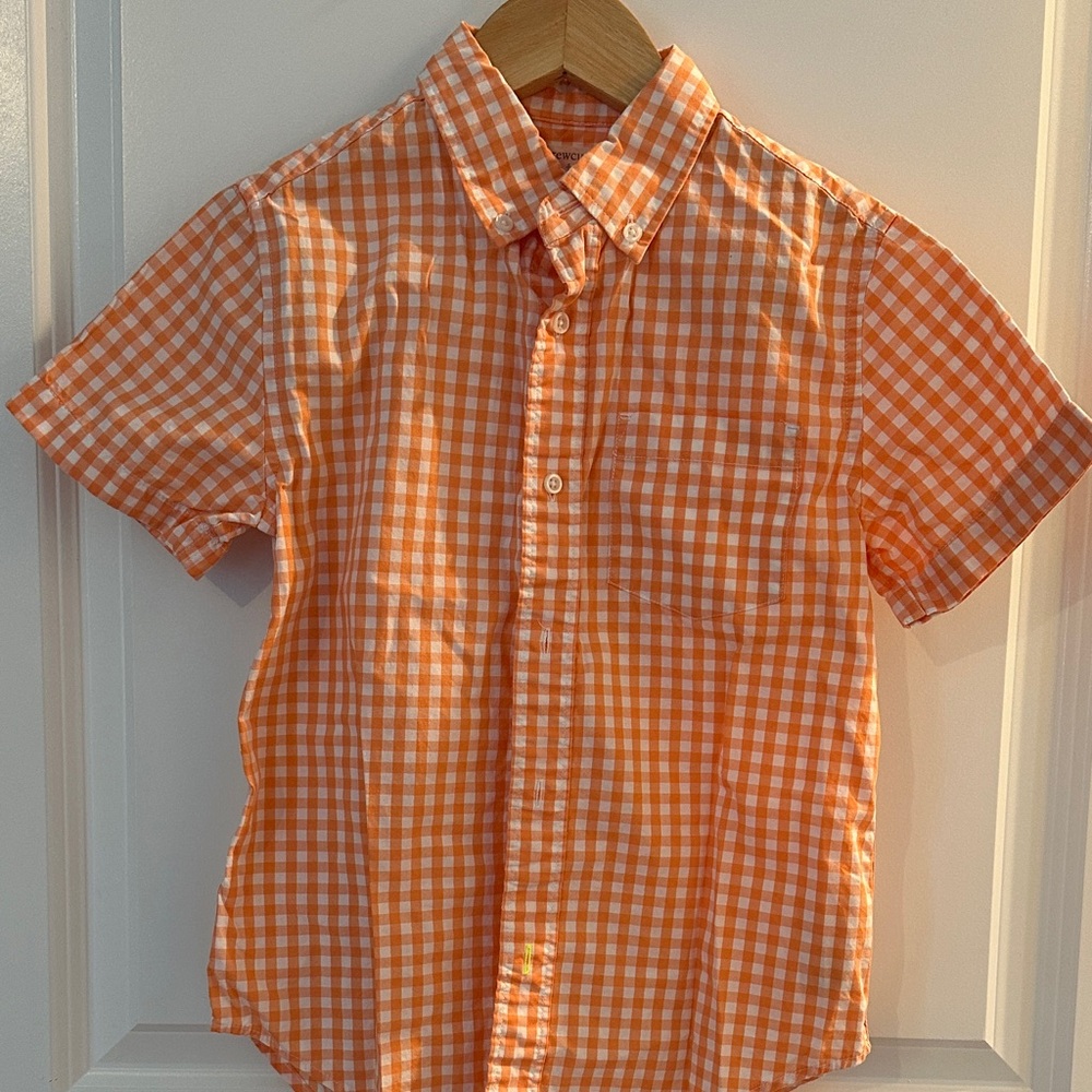 Crewcuts Kids Orange and White Checkered Button-Down Shirt